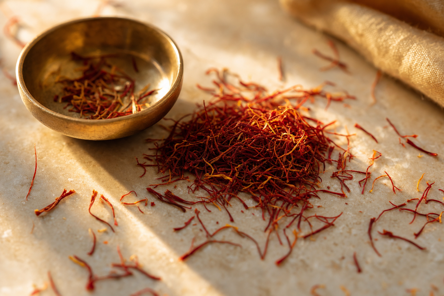 Saffron threads catching golden light